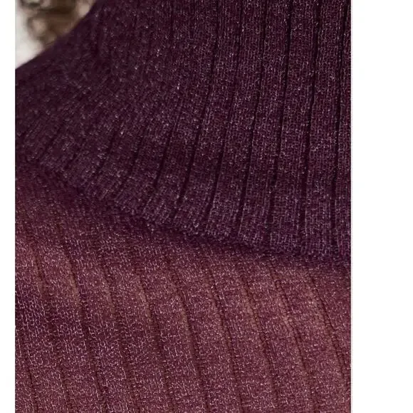 Afrm vilas turtleneck long sleeve semi sheet maxi dress fig purple small - Picture 5 of 13